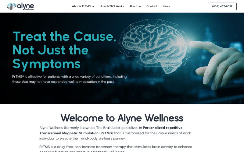 Home page of the Alyne Wellness website