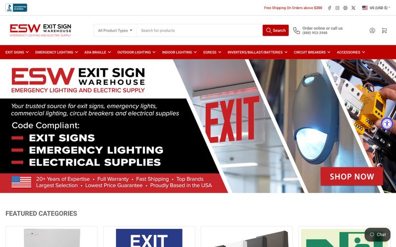 Home page of the Exit Sign Warehouse website