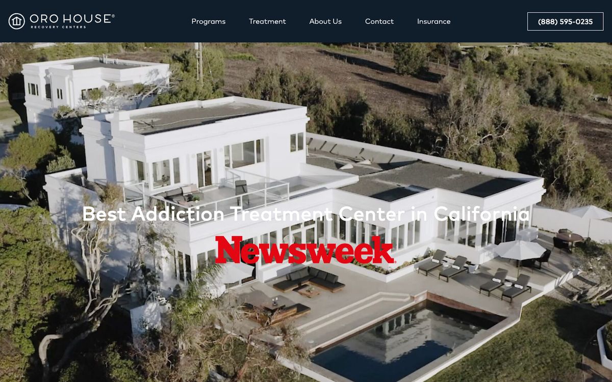 Home page of the Oro House Recovery website