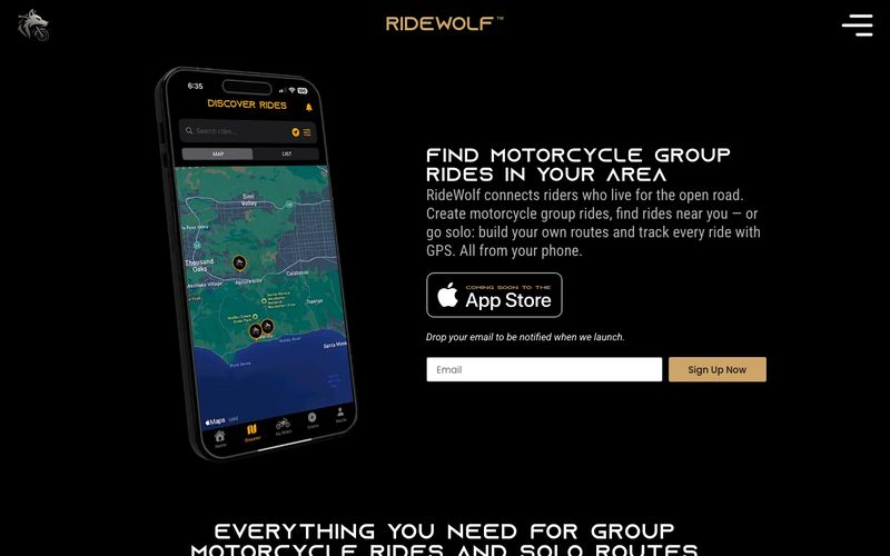 Home page of the RideWolf website