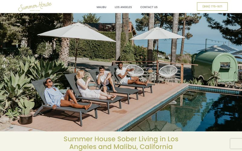 Home page of the Summer House Sober Living website